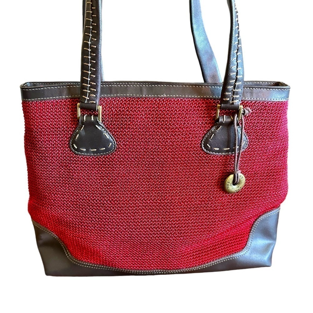 The Sak Garnet Red Crochet Woven Hobo Shoulder Bag Medium - Picture 1 of 5